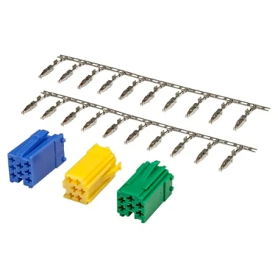 Abbildung von tomzz Audio 5800 090 Mini ISO Stecker Set grün gelb blau Gehäuse + 20 Kontakte