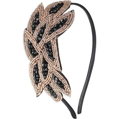 Abbildung von BABEYOND 1920er Stirnband Damen Haarreif Gatsby Kostüm Accessoires 20er Jahre Flapper Haarband Gold Schwarz