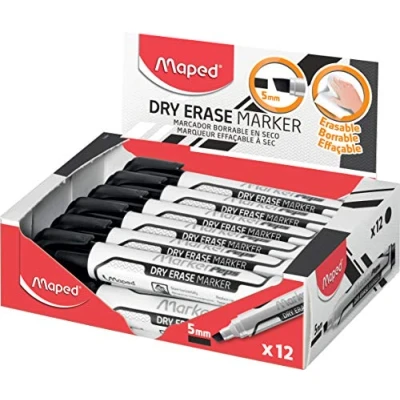 Abbildung von Maped Marker, trocken abwischbar, Schwarz, 12 Stück