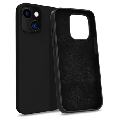 Abbildung von MyGadget Hülle kompatibel mit iPhone 13 Mini Gummierte Handyhülle [ 3 Layer Struktur ] Schutzhülle Soft Inlay &amp; Hardcase Cover außen Schwarz