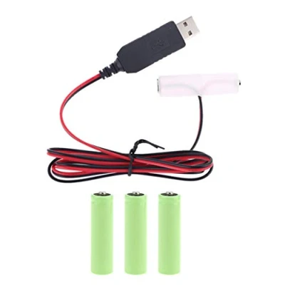 Abbildung von LR6 AA Batterie Eliminator, USB Netzteilkabel, ersetzt 1 4 Stück, 1,5 V Batterien, 100 cm… (4AA)