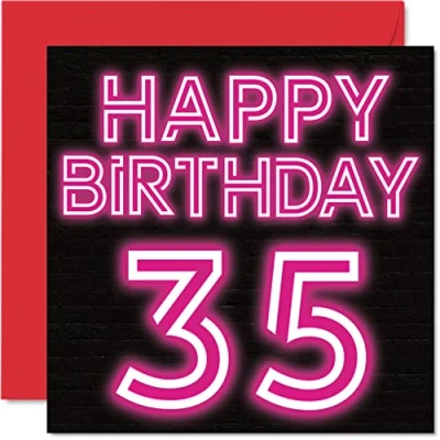 Abbildung von Lustige Geburtstagskarte zum 35. Geburtstag für Männer Frau Neon Glow Karte Vater Mutter Sohn Tochter Bruder Schwester Onkel Tante Cousin 145 mm x Grußkarten