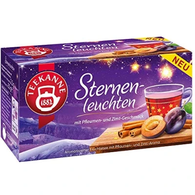 Abbildung von Teekanne Früchtetee STERNENLEUCHTEN mit Pflaumen und Zimt Geschmack (20 Beutel je 2,5 Gramm / insg. 50 Gramm) WEIHNACHTEN HIGHLIGHT