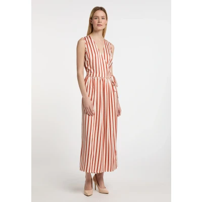 Abbildung von DREIMASTER klassisch Damen Wickelkleid XS / Rote Creme 100% Polyester