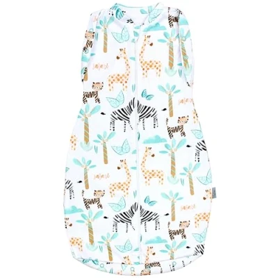Abbildung von TupTam Baby Pucksack OEKO TEX zertifizierte Materialien Swaddle Bag Wattiert Babyschlafsack 2.5 TOG unisex, Farbe: Unwattiert 0.5 TOG/Safari Grün, Größe: 3 6 Monate