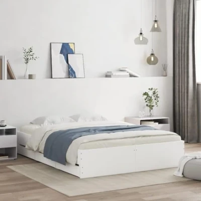 Abbildung von vidaXL Bett Bettgestell mit Schubladen Weiß 140x200 cm Holzwerkstoff