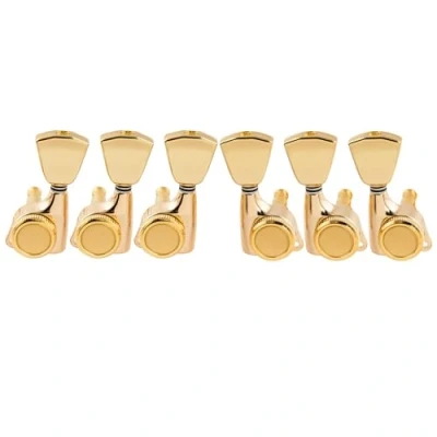 Abbildung von Musiclily Pro 3L3R Gitarren Locking Tuners Mechaniken 18:1 Ratio Tuning Pegs Keys Machine Heads für LP SG Style E Gitarre/Akustikgitarre, Gold mit Keystone Button
