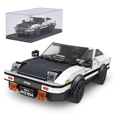 Abbildung von Mould King Technik 27013 Speed Champions AE86 Rennwagen Bausteine Sportwagen Klemmbausteine mit Acryl vitrine Modellbausatz zum Sammeln (399 Teile)