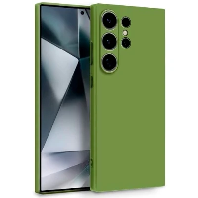 Abbildung von MyGadget Hülle für Samsung Galaxy S24 Ultra Zweilagige Handyhülle mit Kameraschutz Cover Innenfutter &amp; Silikon außen Grün