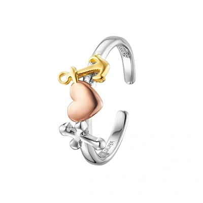 Abbildung von Engelsrufer Damen Ring aus Sterling Silber und drei Symbolen Tricolor Kreuz Herz Anker größenverstellbar nickelfrei