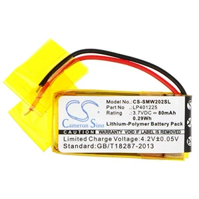 Abbildung von CS SMW202SL Akkus 80mAh Kompatibel mit [Sony] NWZ W202, SBH80 Ersetzt LP401225