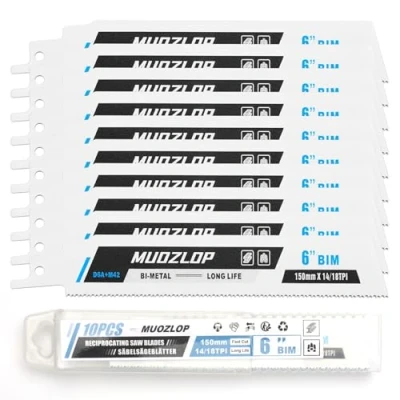 Abbildung von MUOZLOP 10 Pack 6 inch Säbelsägeblätter Set，14/18 TPI Sägeblätter für Säbelsäge，für Holz/Metall (10, 14/18TPI 150mm)