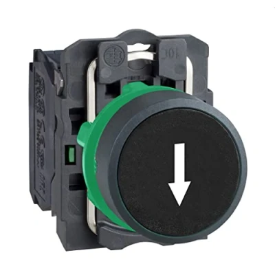 Abbildung von Schneider Electric XB5AA3341 Drucktaster, flach, Pfeil nach Oben, 1S, tastend, Weiß