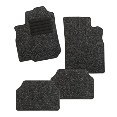 Abbildung von CarFashion BasicRips C03 Auto Fussmatte in schwarz meliert Automatte schwarzer Trittschutz Schwarze Hochglanz Kettelung Fussmatten Set ohne Mattenhalter