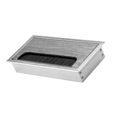 Abbildung von dilou Kabeldurchlass Kabeldurchführung in 3 Farben und 7 Längen Arbeitsplatte Schreibtisch Tisch Büro Durchlass Aluminium (8x16cm, Edelstahl rodiert)