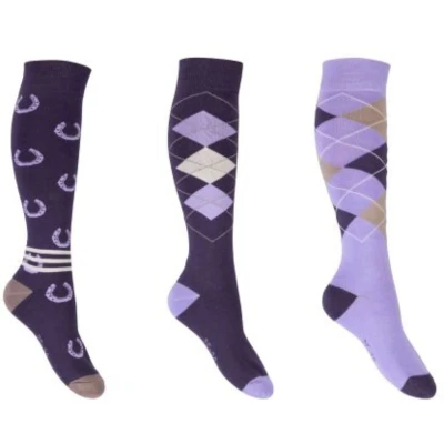 Abbildung von HKM Reitsocken Cardiff Set von 3 Lila/Violett 30 34