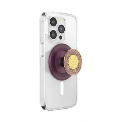Abbildung von ​​​​​​​​​​​​PopSockets runder Telefongriff kompatibel mit MagSafe, Adapterring im Lieferumfang enthalten, Telefonhalter, kabelloses Laden Enamel Sun Fire