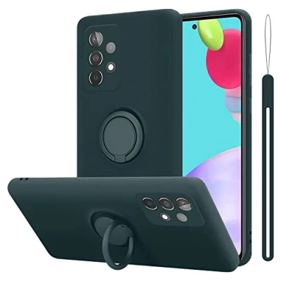 Abbildung von Cadorabo Hülle kompatibel mit Samsung Galaxy A52 (4G 5G) A52s Schutzhülle TPU Silikon Case Liquid Design Ring Slim Liquidsilikon Microfaser für in Grün