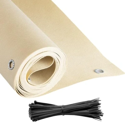 Abbildung von COVER IT Balkon Sichtschutz Ohne Bohren Balkonsichtschutz Beige mit Ösen 70 x 500 cm für Terrasse Balkongeländer