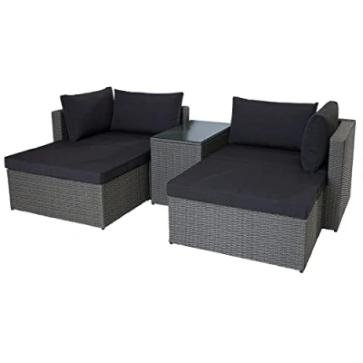 Abbildung von riess ambiente.de Outdoor Garten Lounge Set XXL MODULAR grau Polyrattan Sitzgruppe inklusive Kissen