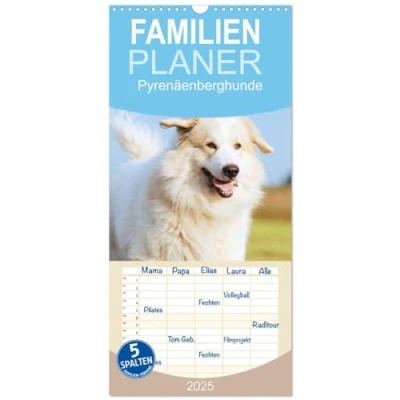 Abbildung von Familienplaner 2025 Pyrenäenberghunde mit 5 Spalten (Wandkalender, 21 cm x 45 cm), CALVENDO