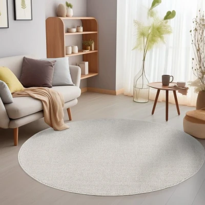 Abbildung von SIMPEX24 Teppich Unicolor, Rund, Höhe: 7 mm, Schlingenteppich Schlafzimmer Einfarbig Meliert Design