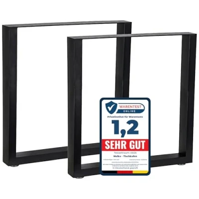 Abbildung von Melko 2er Set Tischbeine aus Stahl 70 x 72 cm Tischkufen Vierkantrohr Tischuntergestell Industrie Look Möbelbeine inkl. Bodenschoner