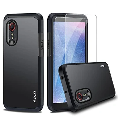 Abbildung von J&amp;D Kompatibel für Samsung Galaxy Xcover 5 Hülle, Heavy Duty Hybrid Robustes Stoßfest Schutzhülle mit 2 Stücke Glas Displayschutzfolie 5, Schwarz