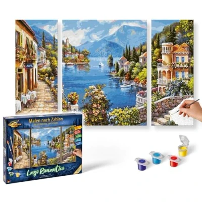 Abbildung von Schipper Malen nach Zahlen Meisterklasse Triptychon Lago Romantico, Made in Germany