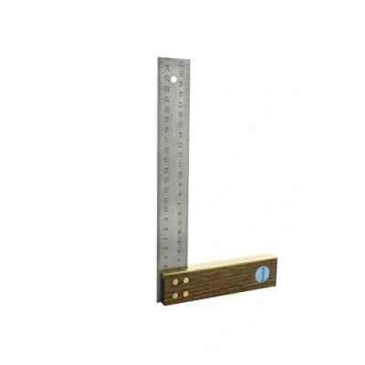 Abbildung von hedue® Tischlerwinkel 250 mm Rechter Winkel 90 Grad Winkel, Griff aus Nussbaumholz mit rostfreiem Edelstahlblatt 35 mm, Tischler Handwerkzeug