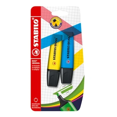 Abbildung von Textmarker STABILO BOSS ORIGINAL 2er Pack gelb, blau