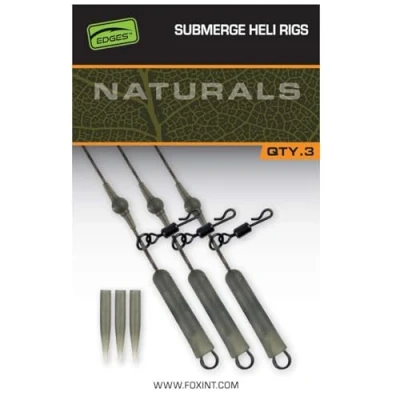 Abbildung von Fox Naturals Submerged Heli Rig Leaders 30lb (3 Stück) Karpfen Vorfächer