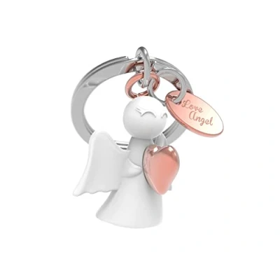 Abbildung von METALMORPHOSE Schlüsselanhänger Schutzengel mit Charm Love Rose Gold MTM801 02, Weiß, Roségold, Einheitsgröße, modern, Taille unique, Zeitgenössisch