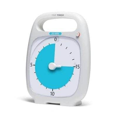 Abbildung von TIME Timer PLUS 20 Minuten Visueller Analog Uhr Optionaler Aktustischer Alarm (Lautstärkeregler) Kein lautes Ticken; Zeitmanagement Tool (weiß)