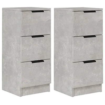 Abbildung von vidaXL 2X Sideboard Schubladen Schubladenschrank Kommode Anrichte Schrank Beistellschrank Mehrzweckschrank Betongrau 30x30x70cm Holzwerkstoff