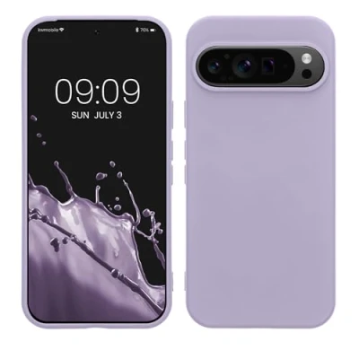 Abbildung von kwmobile Hülle kompatibel mit Google Pixel 9 / Pro gummierte TPU Silikon Handyhülle Schutzhülle für kabelloses Laden Case in Lavendel