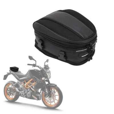 Abbildung von JFG RACING wasserdichte Motorrad Hecktasche, Gepäcktasche, Satteltasche, Multifunktionstasche, PU Leder, Fahrradtasche, Sport Rucksack, 15 Liter