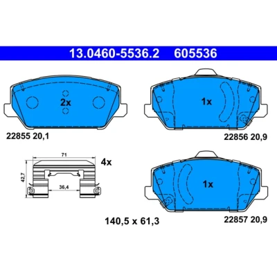 Abbildung von ATE 13.0460 5536.2 Bremsbelagsatz mit akustischer Verschleißwarnung Zubehör HYUNDAI: i30 III Schrägheck, Fastback