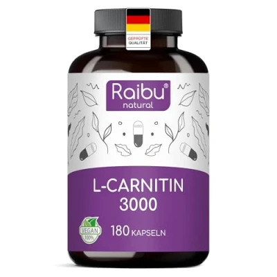 Abbildung von L Carnitin Kapseln Hochdosiert 180 Vegane Kapseln, 3000 mg Tartrat pro Tagesdosis Premium Qualität &amp; Laborgeprüft Reine, Stabilste Form für Optimale Aufnahme