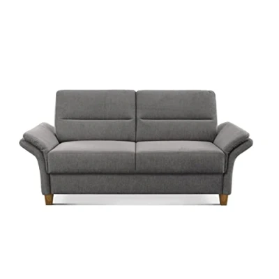 Abbildung von CAVADORE 3er Sofa Wyk / 3 Sitzer Couch im Landhausstil mit Federkern + Holzfüßen 186 x 90 89 Chenille, Grau
