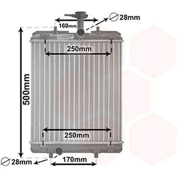 Abbildung von VAN WEZEL 53002360 Kühler, Motorkühlung Aluminium 374 330 17 Kühlrippen gelötet TOYOTA: Aygo, PEUGEOT: 107 Schrägheck, 108 CITROËN: C1 I