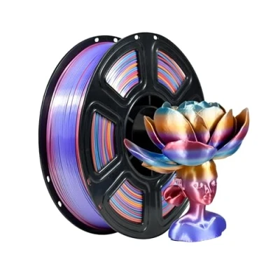 Abbildung von iBOSS Cosmic Rainbow 3D PLA Filament 1,75 mm +/ 0,02 mm, 1 kg Seide PLA+ Drucker Farbwechsel Multicolor Durable Plus für FDM