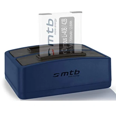 Abbildung von Dual Ladegerät (USB) kompatibel mit Olympus Li 40b, 42b, FE .., mju.., µ.., TG.., VG.., VR.., X..s. Liste