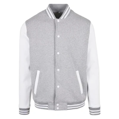 Abbildung von Build Your Brand Herren BB004 Basic College Jacket Jacke, Heather Grey/White, 4XL