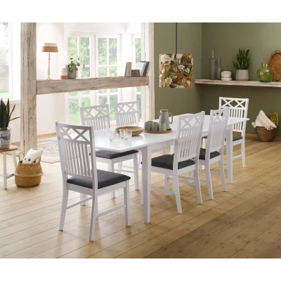 Abbildung von Home affaire Esszimmerstuhl &quot;Fullerton, Holzstuhl&quot;, (Set), 2 St., Webstoff, mit attraktiven Fräsungen, Sitzhöhe 47 cm, Küchenstuhl