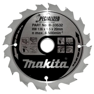 Abbildung von Kreissägeblatt Holz Makita Specialized 136x20x1,5 16T