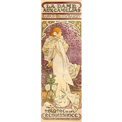 Abbildung von 1art1 Alphonse Mucha Poster Sarah Bernhardt, Die Kamelien Dame, 1896 Kunstdruck Bild 158x53 cm