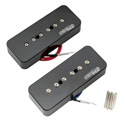 Abbildung von Wilkinson WO90 Keramik P90 SoapBar Tonabnehmer Neck Bridge Single Coil Set für Les Paul/SG E Gitarre, Schwarz