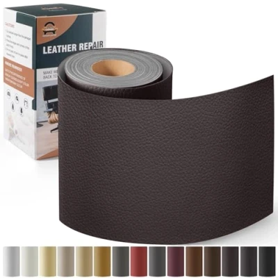 Abbildung von Leder Reparatur Set Kaffee,OAZ Kunstleder Selbstklebend 10 x 160 cm,Kunstleder Reparaturset Patch Selbstklebende Lederflicken für Autositze Möbel Sofa Taschen