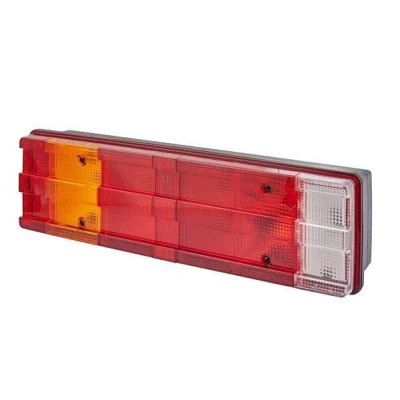 Abbildung von HELLA 2VD 008 204 091 Rückleuchte links P21W, R5W schwarz 12, 24 ohne Glühlampen mit Lampenträger MERCEDES BENZ: Vario Pritsche / Fahrgestell